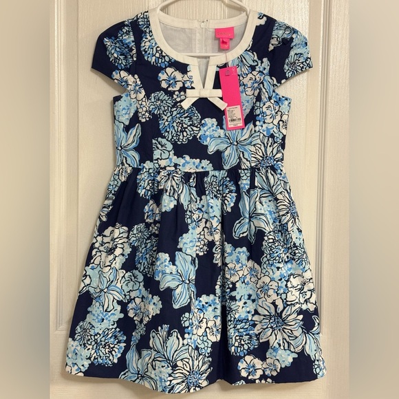 Lilly Pulitzer Girls’ Louise Dress Size 10 – Low Tide Navy Bouquet All Day – NWT - Picture 3 of 10